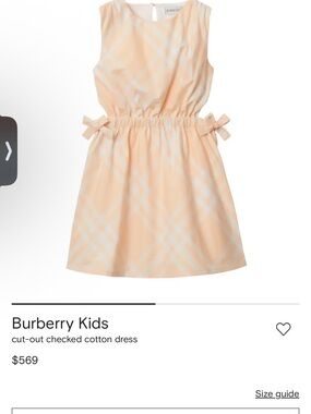 Burberry Peach and White Checked Cotton Dress with Side Bows